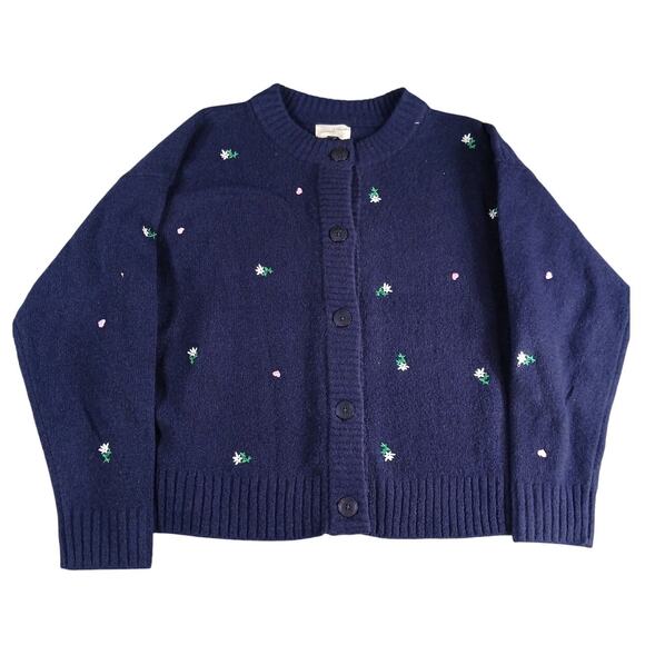Universal Thread Sweater Womens Large Blue Cardigan Embroidered Flowers NWT - Picture 1 of 8